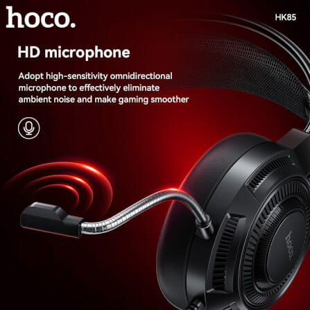 หูฟังเกมมิ่ง HOCO HK85 ดอกลำโพง 40MM ไมโครโฟน HD ถอดออกได้ แต่งไฟ RGB สายแจ็ค USB ยาว 2 เมตร_5